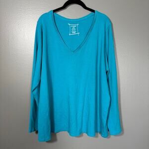 Lane Bryant Bright Blue Pima Cotton Minimalist Tee- 26/28 - Women's Plus Size